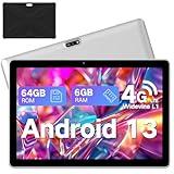 Tablet 10.1 inch Android 13 Tablets, 2024 Cellular Tablets with SIM Card Slot, 4G LTE Tablet & Phone (Makes Calls), G+G HD IPS, Tablet with Case, 6GB+64GB, Support 1TB Expand, 5MP+8MP GPS 5G WiFi