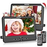 WONNIE 10" Car DVD Players, Portable DVD Player Dual Screen Play Two Different or The Same Movie with 2 Headrest Mount, 5 Hours Rechargeable Battery, Last Memory, AV Out & in, Support USB/SD/Sync TV