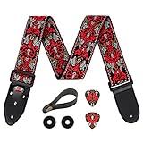 NeuSchwan Guitar Strap, Jacquard Embroidered Cotton Guitar Straps, Includes Strap Button & 2 Unique Picks & 2 Strap Locks. For Bass, Electric & Acoustic Guitars. Best Gift for Men & Women Guitarists