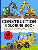 Construction Vehicles Coloring Book: Cool Bulldozers, Dump Trucks, Diggers, Cranes, Excavators & More for Kids Aged 4-8 Boys and Girls (The Vehicle Coloring Book Set (For Kids 4-8))