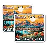 Salt Lake City Utah Magnet 4 Inch 2-Pack – Strong Vinyl Decorative Travel Magnets for Fridge Locker Kitchen Office – Cute Fun Aesthetic Cool Durable & Long-Lasting Souvenir ID44999