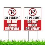 2PC No Parking Do Not Block Driveway Sign with Stakes, 17 Inches by 13 Inches - Corrugated Plastic - Private Property No Blocking Driveway Sign Stand