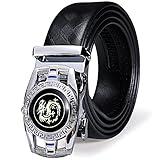 Dubulle Men's Ratchet Belt Silver Dragon Sign Designer Automatic Sliding Buckle Adjustable Ratchet Strap Business Casual Golf