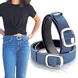 DenimDen 2 Pack Womens Denim Belts for Blue Jeans Belts Fashion Waist Belt for Ladies Pants Dresses