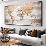 canvas Wall Art 20“x40"lagre map of the world Painting Ready to Hang Framed World Map Artwork Prints for Home
