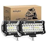 Nilight LED Pods 2Pcs 6.5 Inch 120W Triple Row Light Bar Flood Spot Combo 12000LM Driving Fog Off Road Lighting for Trucks Pickup Golf Cart SUV ATV UTV 4x4 Van Camper Boat