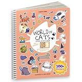 CUPKIN Cat Sticker Book Activity for Kids, Toddler Airplane Travel Essentials, 300+ Kitten Stickers for Kids + 8 Scenes + Coloring Book Pages, Cat Lover Gift, Children's Crafts Ages 2-8
