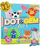 Craftikit® 10 Dot Art & Gem Art Animal Crafts for Kids Ages 3-8 - Kids Gem Painting & Dot It Sticker Art - Arts and Crafts for Kids Ages 4-8