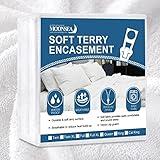 Moonsea Queen Mattress Protector Zippered (10/11/12/13/14 Inchs), Soft Terry Surface Mattress Encasement, 6-Side Waterproof Mattress Cover for Kids, Well Zipper, Noiseless, for Queen Mattress 60 * 80