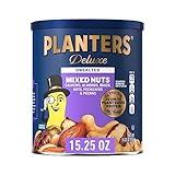 PLANTERS Unsalted Mixed Nuts, Cashews, Pistachios, Almonds, Brazil Nuts, and Pecans, Plant-Based Protein Snacks, 15.25 oz Canister