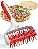 Orblue Pizza Dough Docker, Pastry Roller with Spikes, Pizza Docking Tool for Home & Commercial Kitchen - Pizza Making Accessories that Prevent Dough from Blistering, Red