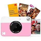 KODAK Printomatic Full-Color Instant Print Digital Camera - Colorful Photos On Zink 2x3" Sticky-Back Photo Paper - 5MP, Portable, Creative Fun Gift for Birthday, Christmas, Holiday - Pink