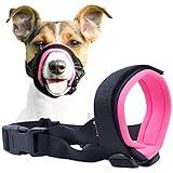 Gentle Muzzle Guard for Dogs - Prevents Biting and Unwanted Chewing Safely – New Secure Comfort Fit - Soft Neoprene Padding – No More Chafing – Training Guide Helps Build Bonds with Pet (L, Pink)
