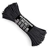 Atwood Rope MFG 550 Paracord 100 Feet 7-Strand Core Nylon Parachute Cord Outside Survival Gear Made in USA | Lanyards, Bracelets, Handle Wraps, Keychain (Black)