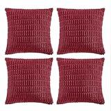 Fancy Homi 4 Packs Burgundy Decorative Throw Pillow Covers 22x22 Inch for Living Room Couch Bed, Holiday Christmas Home Decor Gift, Soft Plush Corduroy Cute Square Accent Cushion Case 55x55 cm