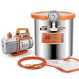 BACOENG 3 Gallon 4.5 CFM Tempered Glass Lid Vacuum Chamber with Pump, Degassing Chamber Kit for Stabilizing Wood, Degassing Silicones, Epoxies and Essential Oils