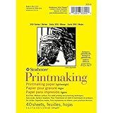 Strathmore 300 Series Printmaking Paper Pad, Glue Bound, 5x7 inches, 40 Sheets (120g) - Artist Paper for Adults and Students - Block Printing, Linocut, Screen Printing, White