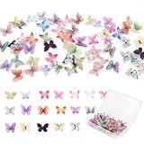 QUPIVA 60Pcs Mini Resin Butterflies, Miniature Dollhouse Accessories Tiny Butterflies for Crafts, Mini Resin Animals Figurines for DIY Fairy Garden Dollhouse Micro Landscaping Decoration