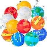 hahaland Reusable Water Balloons for Kids-12 PCS Refillable Water Ball Quick Fill Splash Balls for Summer Beach Toys Outdoor Pool Toy for Boys Girls Age 3 4 5 6 7 8+ for Party Yard Water Fight Game