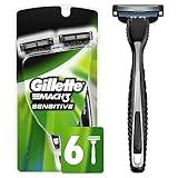 Gillette Mach3 Disposable Razors for Men, 6 Count, Designed for Sensitive Skin