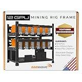 AAAwave 12GPU Mining Rig Frame - The Sluice V2 Steel Open Frame Mining Rig Case, Stackable Chassis for Crypto Coin Currency & AI Machine Learning Applications - Frame Only (Black)