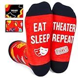 Zmart Funny Theatre Gifts for Theater Lover Gifts Women Men, Drama Gifts for Actors, Musical Gifts, Theater Socks Red