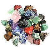 UFEEL 3 LB Bulk Rough Stone Mix - Large 1" Natural Raw Crystals for Tumbling, Cabbing, Polishing, Wire Wrapping