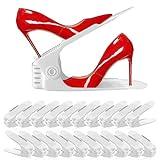 NVGSN Shoe Slots Organizer 20 Pack - Shoe Stackers, Space Savers 50%, 4 Levels Adjustable, Double Layer Holders for Closet, White