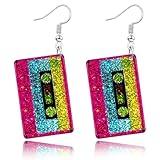 80s Neon Earrings for Women Cassette Tape Earrings Acrylic Drop Earring Retro Radio Dangle Earrings for 80's 90's Outfit Party Halloween Costume 80s Accessories for Women Neon Jewelry-Tape 1pcs