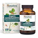 Himalaya Organic Ashwagandha, 60 Day Supply, Herbal Supplement for Stress Relief, Energy Support, Occasional Sleeplessness, Organic, Non-GMO, Vegan, Gluten Free, 670 mg, 60 Caplets