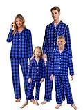 Umeyda Family Christmas Pjs Matching Sets Plaid Pajamas Long Sleeve Holiday Sleepwear Set, Blue, 9-10 Years = Tag 150