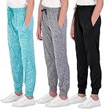 3 Pack: Girls Dry Fit Soft Sweatpants Girls Joggers Teen PJ Pants Athletic Warmup Basic Casual Sweatpants Sports Kids Clothing Clothes Youth Children Sweats Pant Running Leggings -Set 5, M (10/12)