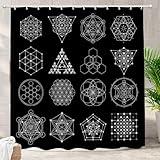 Batmerry Sacred Geometry Symbol Decor Shower Curtain,Alchemy Religion Philosophy Bathroom Decor Polyester Fiber Plastic Rings Quick-Drying Waterproof for Bathtubs/Bathroom, 72x72 inches