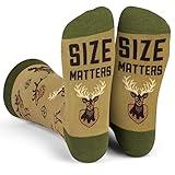 Lavley Funny Hunting & Fishing Socks for Men - Fun Gift Accessory for Guys who Hunt and Fish - One Size Fits Most Adults and Teens (US, Alpha, One Size, Regular, Regular, Size Matters (Hunting))
