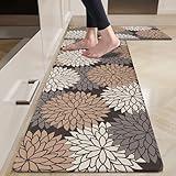 HEBE Anti Fatigue Kitchen Rug Sets 2 Piece Non Slip Kitchen Mats for Floor Cushioned Kitchen Rugs and Mats Waterproof Comfort Standing Mat Runner for Kitchen,Home Office,Sink,Laundry