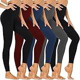 Hi Clasmix 5 Pack Super Soft Leggings for Women-High Waisted Tummy Control Workout Yoga Running Gym Fitness Active Pants(5 Pack Multicolor,S-M)