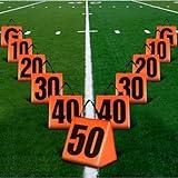 Gemscream Solid Weighted Football Field Markers(1.5 kg Each) 13 Inch Set of 11 PVC High Visibility Football Yard Line Markers with Black Nylon Handle Solid Orange Football Goal Markers for Sports