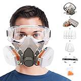 Reusable Respirators Half Facepiece Cover - ANUNU Chemical Respirator with Filters/Goggle Against Dust Organic Gas Vapors for Epoxy Resin Welding Woodworking