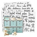 Talented Kitchen 147 Toy Labels for Playroom Organization and Storage Bins, Preprinted Black Script on Clear Vinyl Stickers for Crafts, Canisters, Baskets, and Closet (Water Resistant)