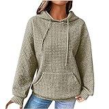 SHAOBGE Weighted Hoodie For Anxiety Of Today Prime Lighting Deals Hoodies For Women Trendy Fall Fashion 2024 Waffle Knit Drawstring Pullover Sweatshirts Loose Fit Casual Cute Clothe