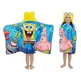 Franco Kids Bath and Beach Soft Cotton Terry Hooded Towel Wrap, 24 in x 50 in, SpongeBob SquarePants