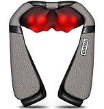 Blue Elf Shiatsu Electric Neck Back Massager Pillow 3D Kneading with Heat for Shoulder, Lower Back, Foot, Leg Muscles Pain Relief Relax in Car Office and Home (Gray)