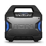 ION Tailgater Boom - Outdoor Portable Bluetooth Speaker with Mic in, FM Radio, USB Port, Battery, IPX5 Water-Resistant, Wireless Stereo-Link, App, 60W