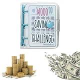 1000 Savings Challenge Binder, 2024 Reusable Mini Budget Book with Cash Envelopes, Mothers Day Gifts Money Binder for Saving ($1000-Blue)