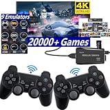 Qarjaky Wireless Retro gaming console, Plug & Play Video TV Game Stick with 4K HDMI Output,Built-in 9 Emulators, 20,000+ video games,with Dual 2.4G Wireless Controllers for TV Plug and Play(64G)