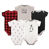 Hudson Baby Unisex Baby Cotton Bodysuits, Boy Penguin 5 Pack, 9-12 Months