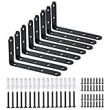 Corner Brace 8 Pcs Shelf Bracket Heavy Duty Black Steel L Corner Brace, Decorative Joint Angle Bracket for Shelf 5 InchX3 Inch Shelves Wall Hanging Bracket with Screws (125X75mm(5 InchX3 Inch)(4PCS)