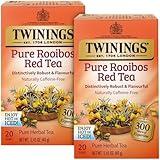 Twinings Pure Rooibos Red Tea - A Naturally Sweet and Tangy Red Tea, Caffeine-Free Herbal Tea Bags, Individually Wrapped, 20 Count (Pack of 2)