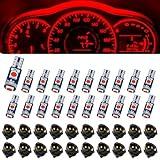 Damwot 74 Led Bulb Dash Lights Super Bright, T5 37 74 LED Bulb with Twist Lock Socket PC74 PC37, Dashboard Lights, Instrument Cluster Bulbs Kits,Pack of 20 (Red)