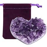 ZHIYUXI Amethyst Crystals and Healing Stones Gemstones Heart Crystal Cluster Geode Purple Natural Rock Protection Crystals Raw Stone Heart Decor Energy Balance Reiki Room Decor 1Pc 1.18-1.57 in